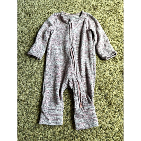 cloud island Other - Cloud Island 0-3M Pink/Gray Cotton Blend Knit Heathered Long Sleeve Zip Coverall